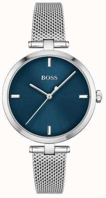 BOSS Femmes | majesté | cadran bleu | maille en acier inoxydable 1502587