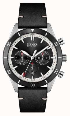 BOSS | hommes | santiago | cadran noir | bracelet en cuir noir | 1513864