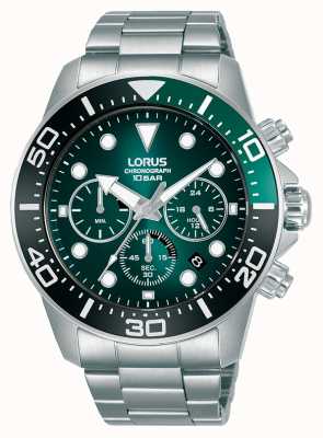 Lorus Chronographe pour homme | cadran vert | bracelet en acier inoxydable RT341JX9