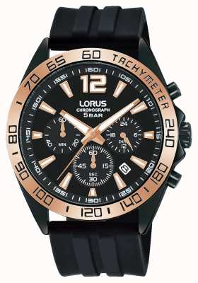 Lorus Hommes | chronographe | cadran noir | bracelet en silicone noir RT338JX9