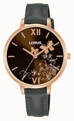 Lorus Femmes | cadran soleillé marron | bracelet en cuir gris RG202TX9