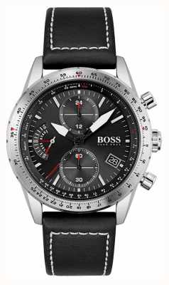 BOSS | édition pilote | hommes | bracelet en cuir noir | cadran noir | 1513853