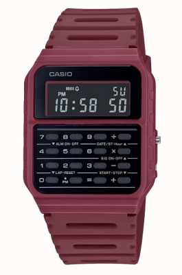 Casio Montre calculatrice rétro | bracelet en résine rouge foncé | cadran noir CA-53WF-4BEF