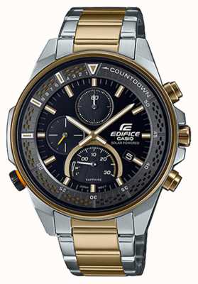 Casio Chronographe saphir mince Edifice | bracelet en acier bicolore | cadran noir EFS-S590SG-1AVUEF