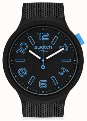 Swatch Béton profond | gros gras | bracelet en silicone noir | cadran noir SO27B118