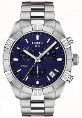 Tissot Pr100 sport | chronographe | cadran bleu | bracelet en acier inoxydable T1016171104100
