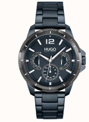 HUGO #sportif | bracelet en acier ip bleu pour homme | cadran bleu 1530194