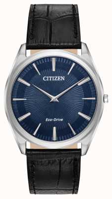 Citizen Stiletto | conduite écologique pour hommes | bracelet en cuir noir | cadran bleu AR3070-04L