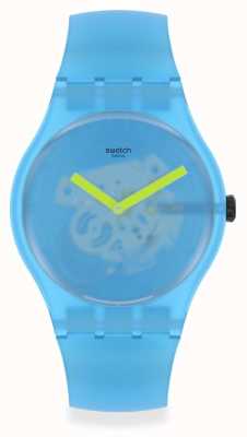 Swatch Flou de l'océan | bracelet en silicone bleu | cadran bleu transparent SUOS112