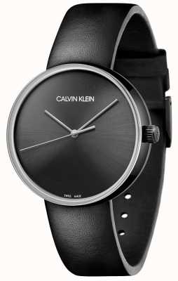 Calvin Klein Bracelet en cuir noir pour femme | cadran noir KBL234C1