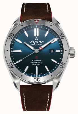 Alpina Alpiner 4 automatique pour hommes | bracelet en cuir marron | cadran bleu AL-525NS5AQ6