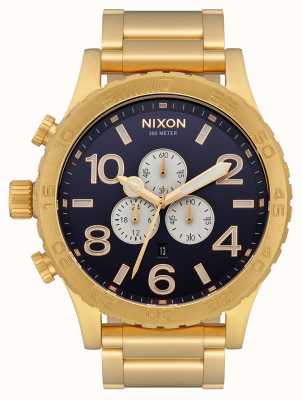 Nixon 51-30 chrono | tout or / indigo | bracelet en or | cadran indigo A083-2033