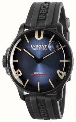 U-Boat Darkmoon pvd (44mm) cadran bleu impérial soleil / bracelet caoutchouc vulcanisé noir 8700/D