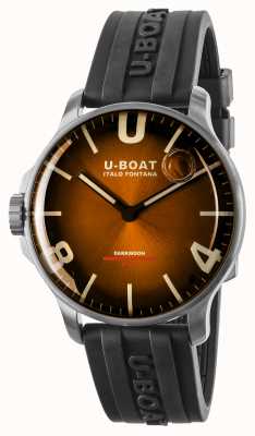 U-Boat Darkmoon 44mm élégant bracelet en acier inoxydable/caoutchouc marron 8703/B