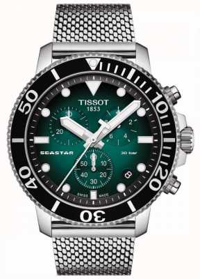 Tissot Seastar 1000 | chronographe | cadran vert | maille inoxydable T1204171109100