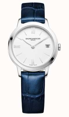 Baume & Mercier Quartz Classima (31 mm) cadran blanc pur / bracelet en cuir de veau bleu M0A10353