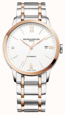 Baume & Mercier Classima diamant automatique (40 mm) cadran blanc pur / bracelet en acier inoxydable bicolore M0A10456