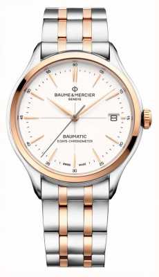 Baume & Mercier Chronomètre Clifton Baumatic (40 mm) cadran blanc cassé / bracelet acier inoxydable bicolore M0A10458