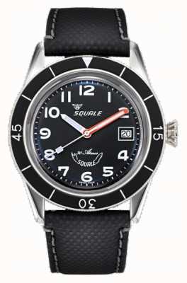 Squale Sub-39 noir arabe (40,5 mm) cadran noir / bracelet cuir noir SUB-39MON