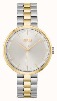 HUGO #écraser | cadran argenté | bracelet en acier bicolore 1540101