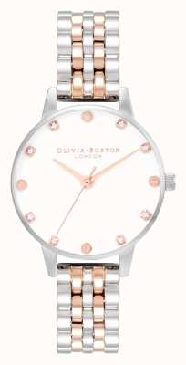 Olivia Burton Ensemble montre bicolore et bracelet cœur pour femme OBGSET159