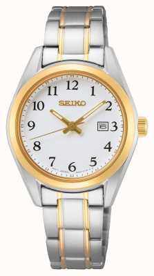 Seiko Bracelet femme cadran blanc or jaune acier inoxydable SUR466P1