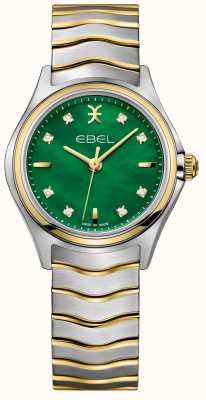 EBEL Wave lady - Cadran nacre verte 8 diamants (30 mm) / Or 18 carats et acier inoxydable 1216440