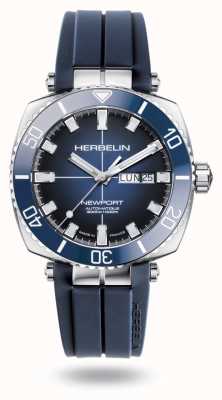 Herbelin Newport diver automatique (42mm) cadran bleu / bracelet caoutchouc bleu 1774/BL15CB