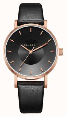 Klasse14 Bracelet en cuir noir Volare rose foncé 36 mm VO16RG005W