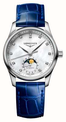LONGINES Bracelet en cuir bleu pour femme de la collection Master L24094870