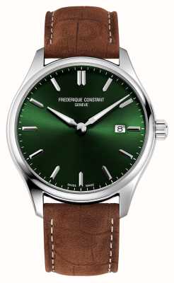 rederique Constant Classique | cadran vert bracelet en cuir marron FC-240GRS5B6