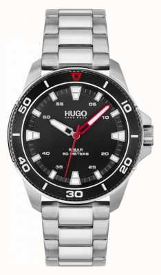 HUGO Coffret montre et portefeuille homme | bracelet en acier inoxydable | cadran noir 1570118