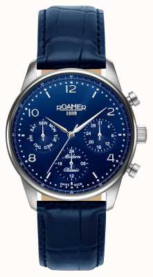 Roamer Bracelet en cuir à cadran bleu classique moderne 509902 41 44 02