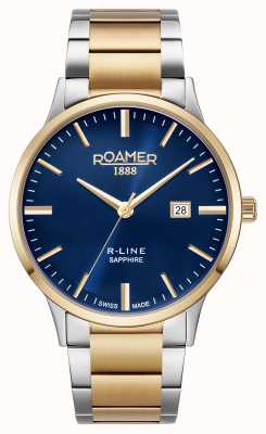 Roamer Bracelet bicolore en or à cadran bleu classique R-line 718833 48 45 70