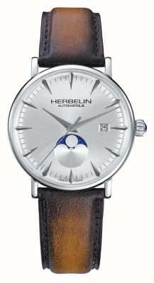 Herbelin Montre Inspiration cadran argenté bracelet cuir marron édition limitée 1547/TN12GP
