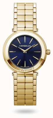 Michel Herbelin Montre bracelet en pvd doré à cadran bleu Newport slim 16922/BP15