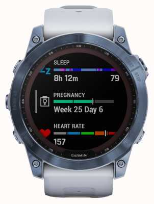 Garmin Solaire Fenix 7x saphir | titane bleu minéral dlc | bracelet en silicone pierre blanche 010-02541-15