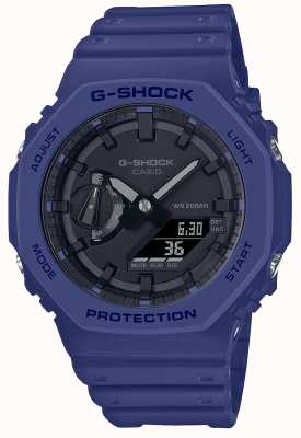 Casio Série octogone G-shock | bracelet en résine bleu | cadran noir GA-2100-2AER
