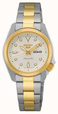 Seiko 5 sports | compacte | cadran blanc | montre bicolore SRE004K1