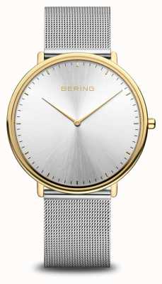 Bering Ultra mince | cadran soleillé | bracelet milanais | boîtier en acier inoxydable doré poli 15739-010