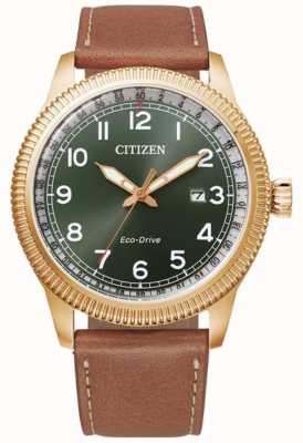 Citizen Robe | cadran vert | bracelet marron BM7483-15X