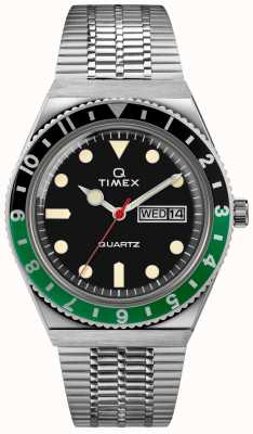 Timex Boîtier en acier inoxydable inspiré du plongeur Q cadran noir bande en acier inoxydable TW2U60900