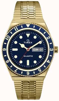 Timex Boîtier doré inspiré du plongeur Q cadran bleu bande dorée TW2U62000