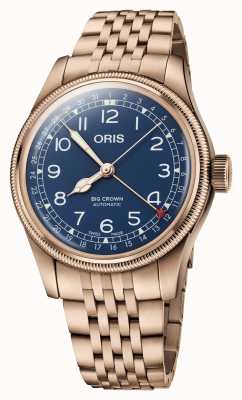 ORIS Grande couronne bronze pointeur date automatique (40mm) cadran bleu / bracelet bronze 01 754 7741 3165-07 8 20 01