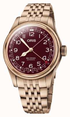 ORIS Grande couronne bronze aiguille date automatique (40mm) cadran rouge / bracelet bronze 01 754 7741 3168-07 8 20 01