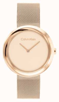 Calvin Klein Cadran or rose pour femme | bracelet en maille d'acier inoxydable d'or rose 25200013