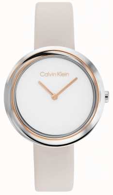 Calvin Klein Montre femme | cadran blanc | bracelet en cuir 25200094