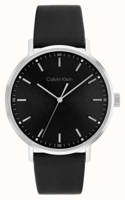 Calvin Klein Cadran noir pour homme | bracelet en cuir noir 25200050