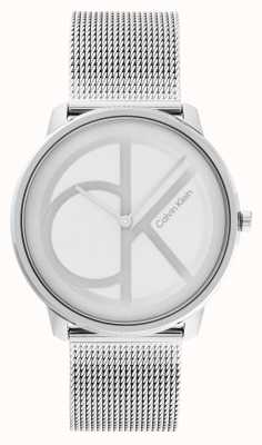 Calvin Klein Cadran ck argent et blanc | bracelet en maille d'acier 25200027