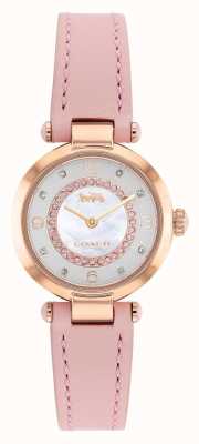 Coach Cara femme | cadran nacre | bracelet en cuir rose 14503896
